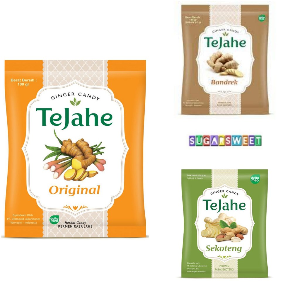 

Tejahe Permen Jahe Herbal Rasa Original / Bandrek / Sekoteng (Isi 3 pack) - 300 gr isi 150 Pcs