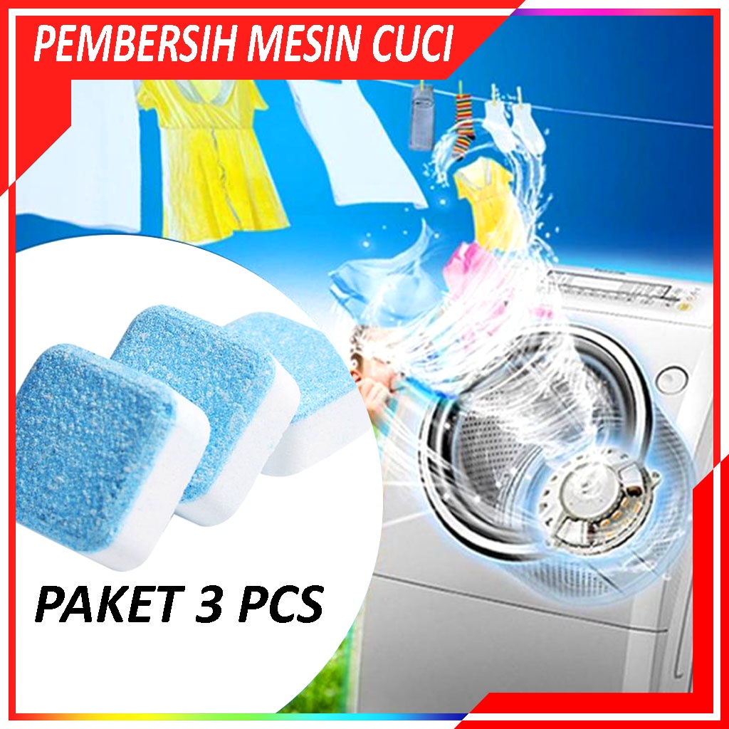 Paket 3 Pcs Sabun Pembersih Tabung Mesin Cuci / Washing Machine Cleaner / Tablet Sabun Pembersih Mesin Cuci Original