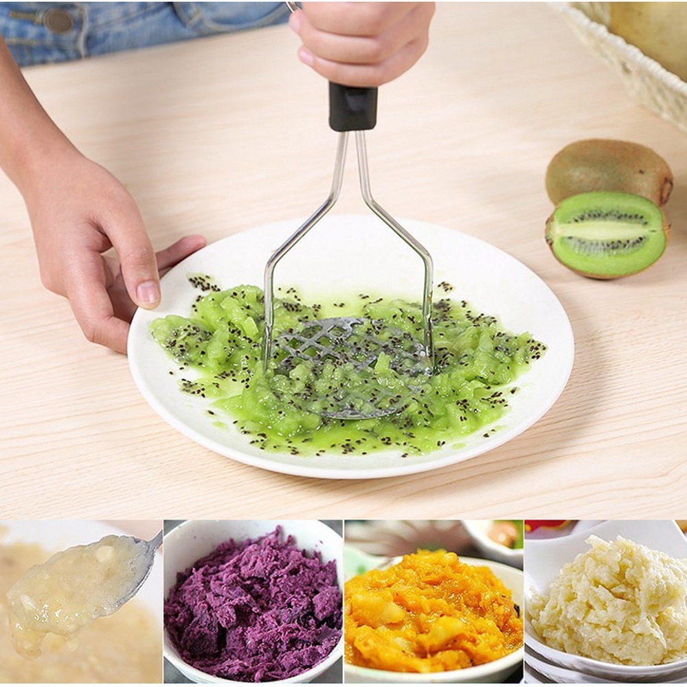 Stainless Steel Potato Masher / Hand Held Fruit Masher Ricer / Baby food supplement making tool / Press Crusher