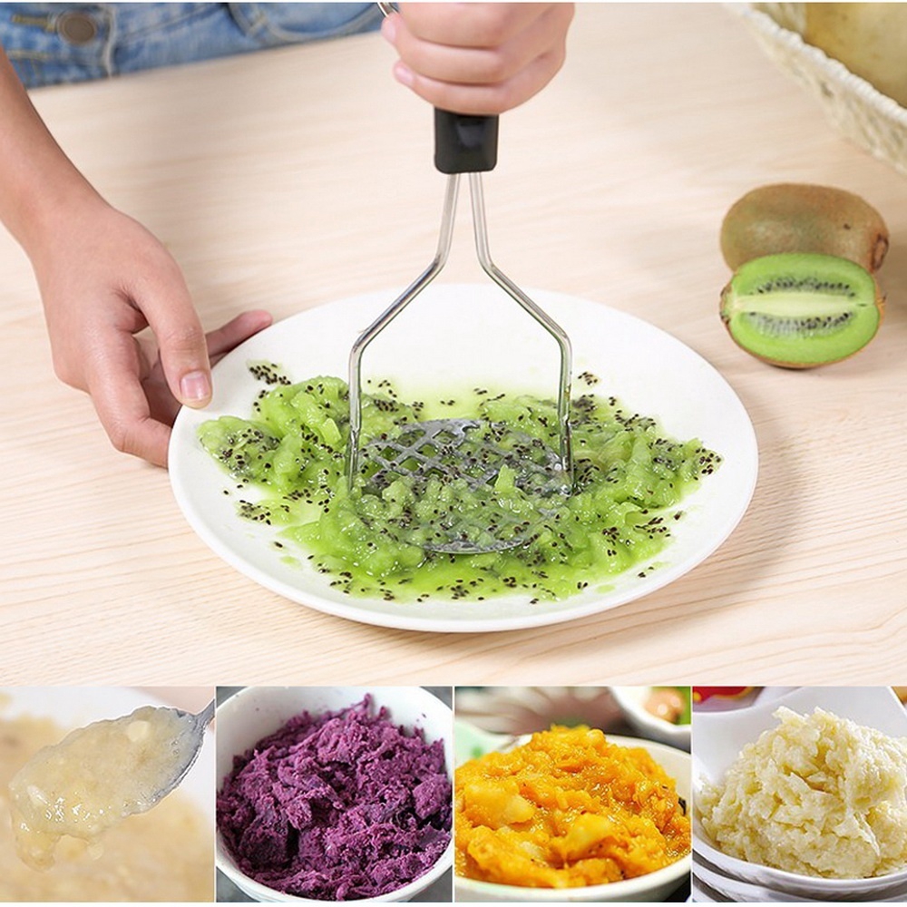 Potato Masher Stainless Steel/Hand Held Fruit Masher Ricer/Alat Pembuat Suplemen Makanan Bayi/Press Crusher/Pressure Ricer Aksesoris Dapur/Masher Ricer Puree Juice