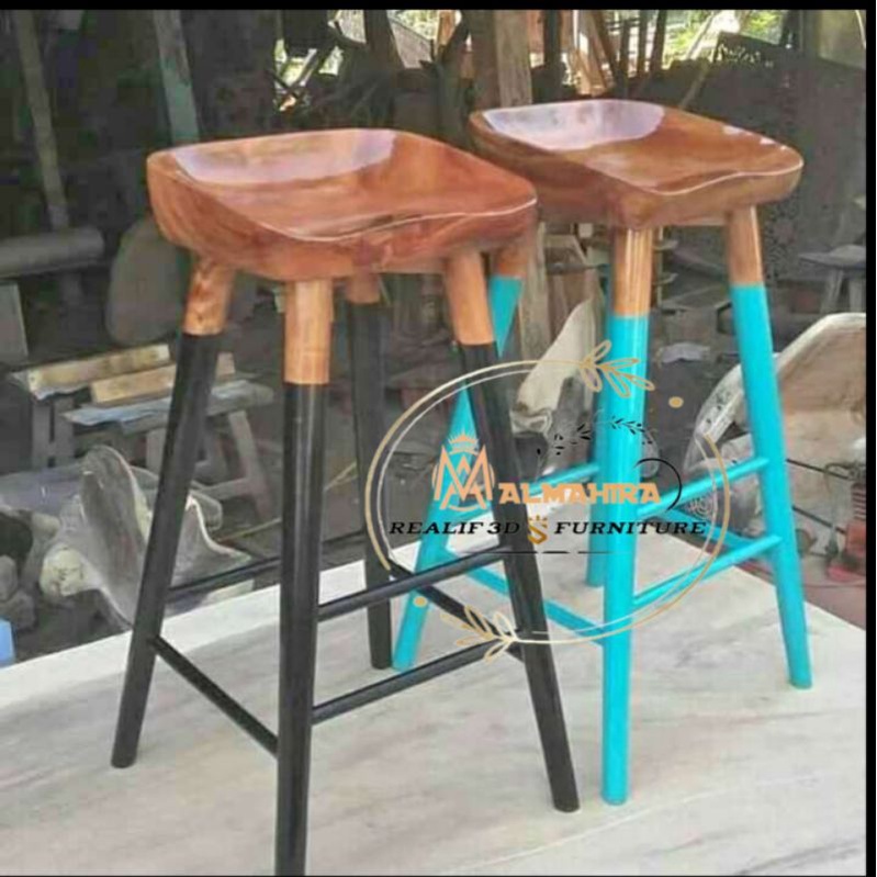 Stool Bar/Cafe - Kursi Bar/cafe Tinggi 75cm Kayu Suar Meh Trembesi Solid