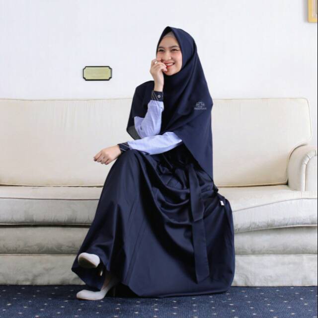 DHIRA DRESS NAVY XXL || Gamis Syari Original by Michan