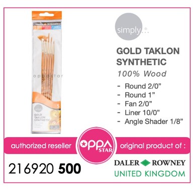 

Kuas Lukis Brush Set Daler Rowney Gold Taklon Synthetic 216920500