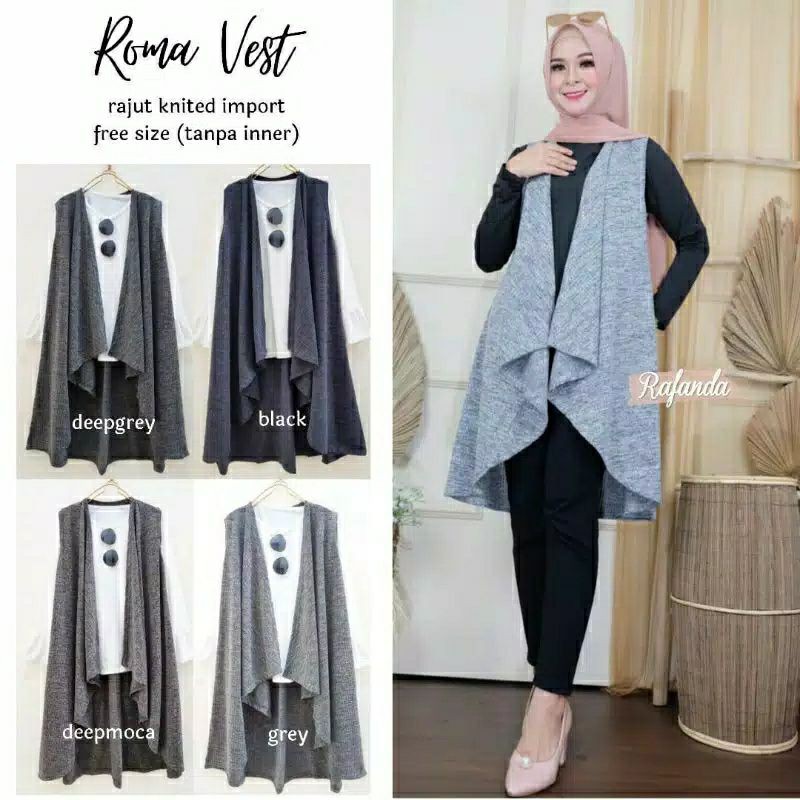 Roma Vest, VEST/OUTER WANITA CANTIK BAHAN RAJUT IMPORT LD 100-116 TERMURAH OOTD