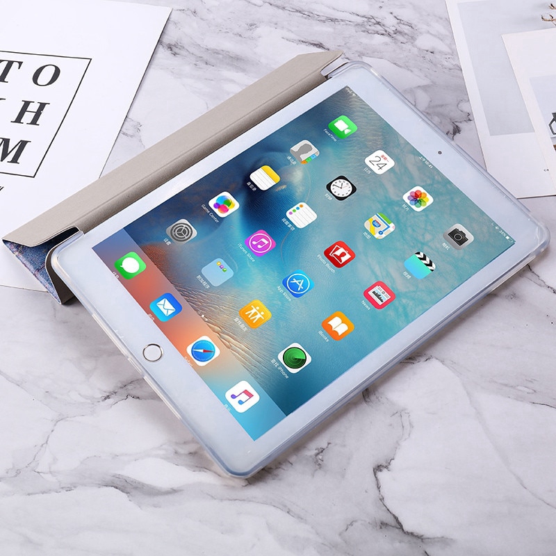 iPad 7th Gen 10.2 inch 2019 Air 3 Pro 10.5 Tri-fold Case Marble Slim PU Leather TPU Soft Back Smart Cover