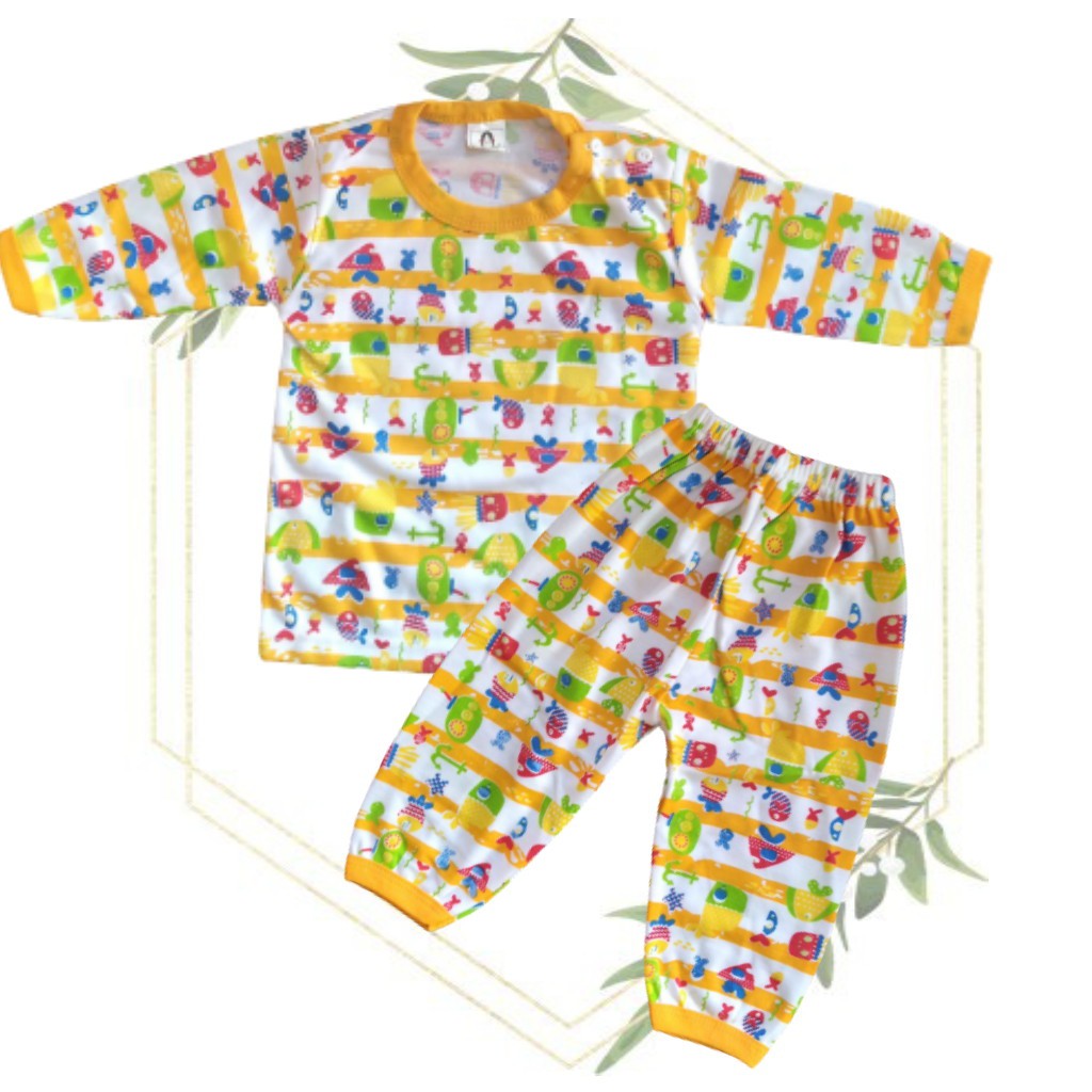 Setelan Piyama Bayi | Baju Tidur Motif Pesawat Tangan Panjang