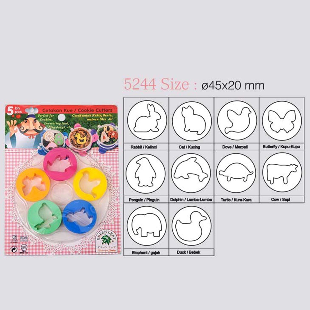 Cookies Cutter Bentuk Hewan - 5 pcs / Cetakan Kue Bentuk Hewan / Cetakan Cookies Bentuk Hewan