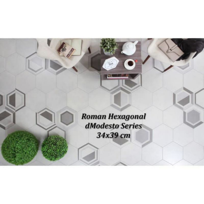roman keramik dmodesto series hexagonal 34x39