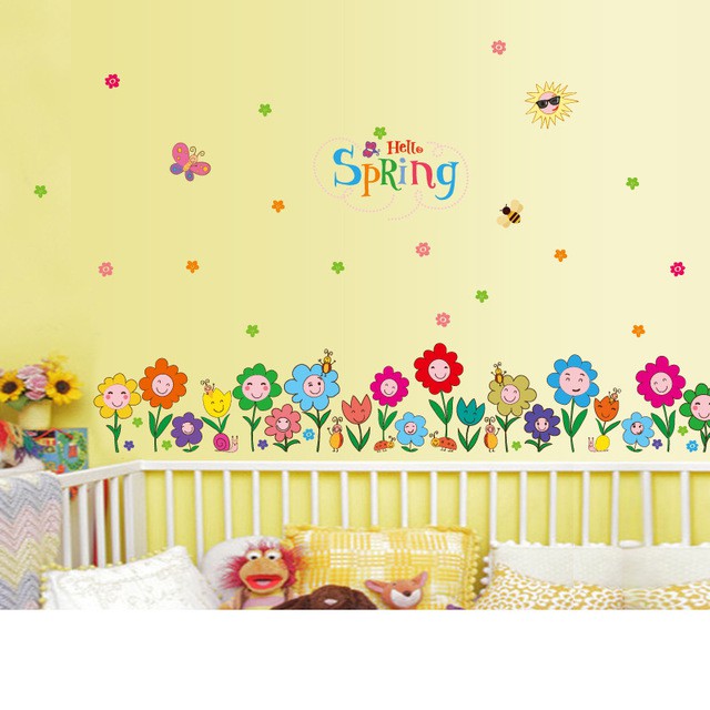 RELIZA WALL STICKER RUMPUT BUNGA MATAHARI SMILE ANAK SUN FLOWER STIKER DINDING SK7079