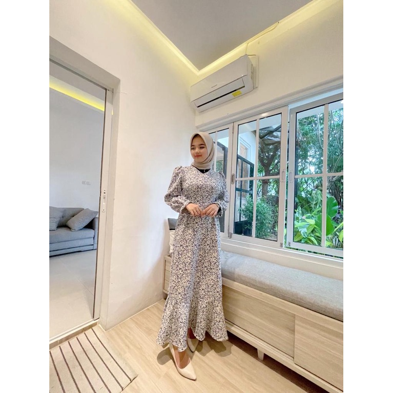 HUM - ZFS OOTD Dress Floral Vintage  / AIMEL Fishtail Maxi Dress / Gamis Muslimah / Baju Muslim Keki