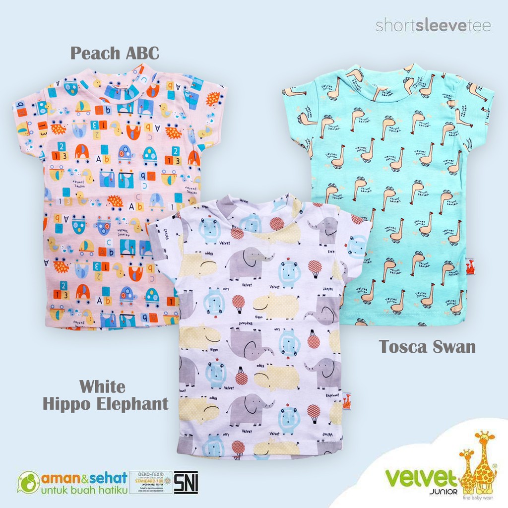 VELVET JUNIOR Kaos Oblong Lengan Pendek Lembut SML / Kaos Bayi VELVET