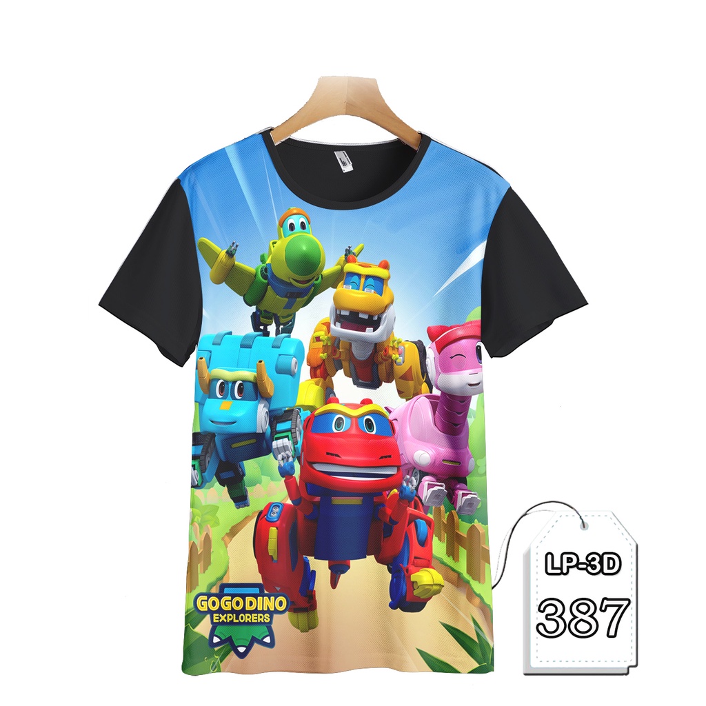Baju Anak GOGODINO Baju GOGO DINO Kartun TV Anak Kaos Go Go Dino Robot Dinosaurus #LP3D-387