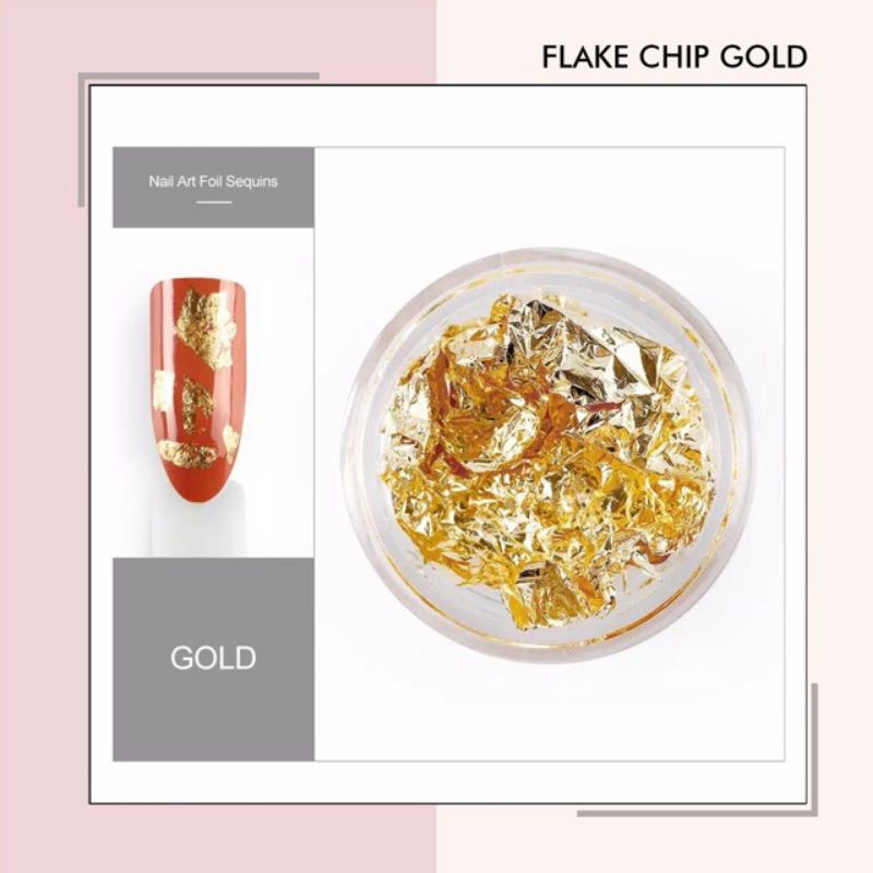 2pcs jar flake chip foil aluminium gold silver hiasan kuku