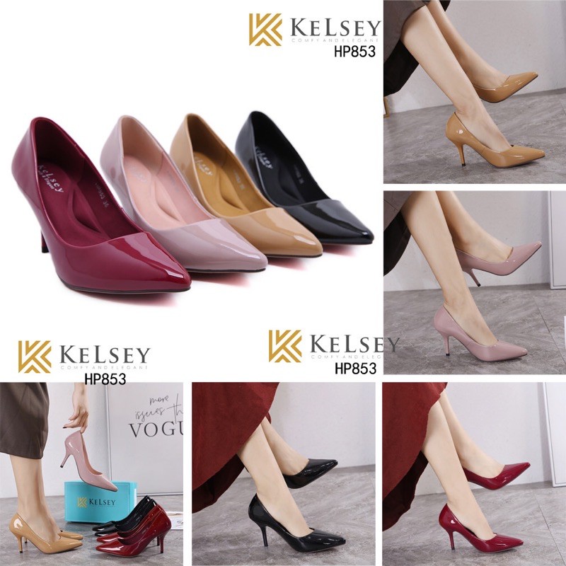 (GRATIS ALAS KAKI) NICOLE SEPATU HIGH HEELS GLOSSY 7,5CM  KELSEY HP853 SEPATU HEELS WANITA