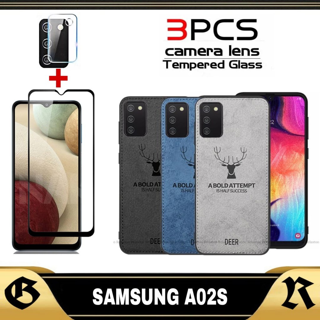 PROMO Case Deer Samsung A02s A03s M03s M02s M52 5G Softcase Kanvas Jeans Casing Terbaru PAKET 3-in1