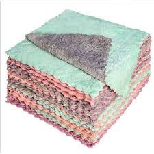 Dish Towel Kain Lap Piring Anti Minyak Bahan Coral Fleece Lap Handuk dapur