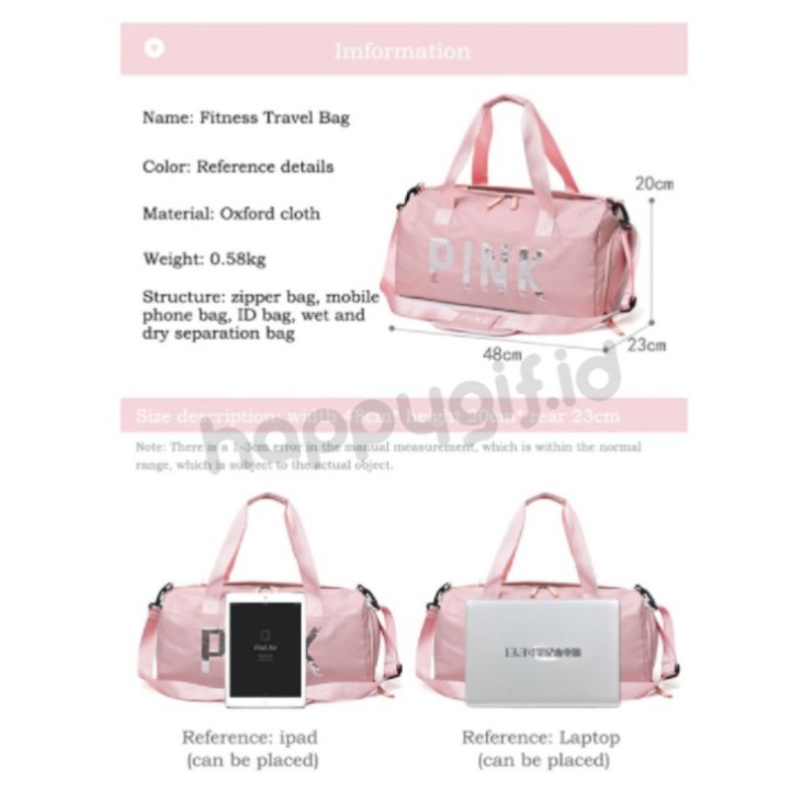 Sport Bag Tas GYM Travel Bag Tas Travel Olahraga Victoria Secret PINK BLACKPINK