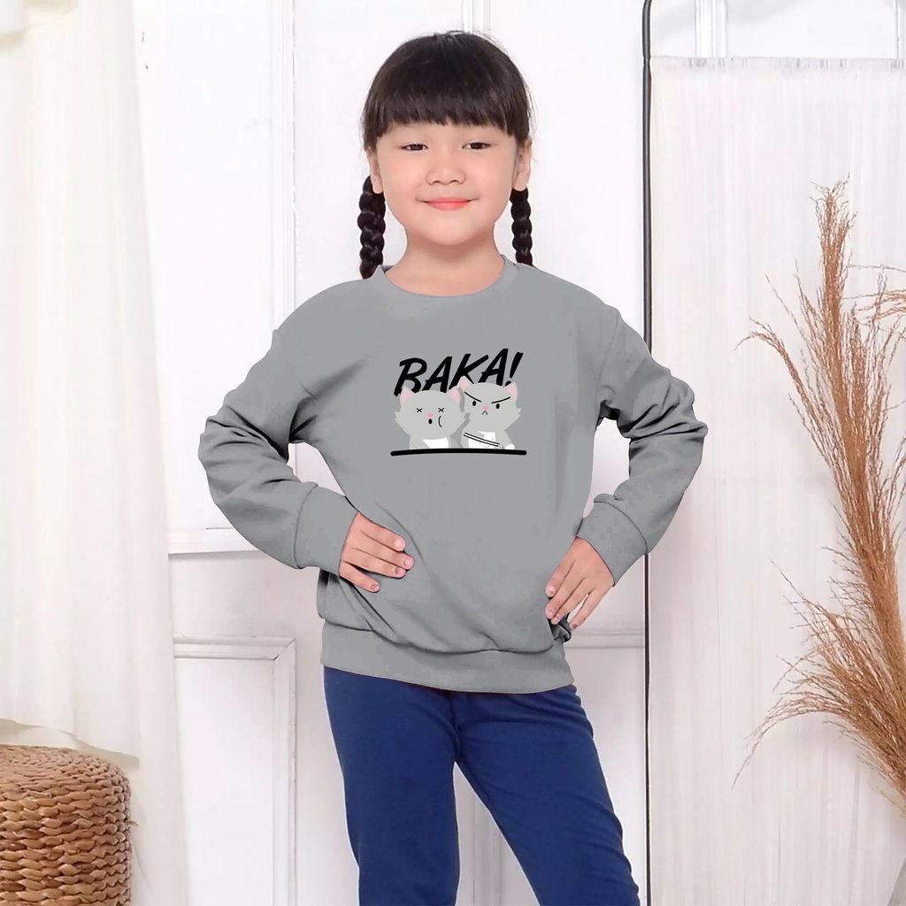 Baju Anak Cewek Baka Umur 4-13 Tahun / Kaos Anak Cewek Lengan Panjang / sweater anak bahan babyterry