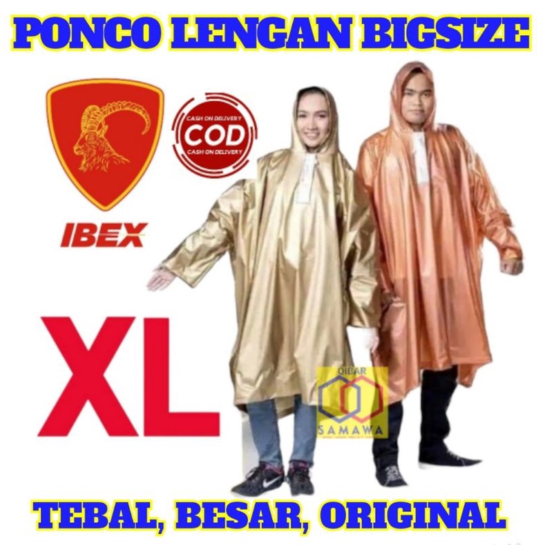 Jas Hujan XL Ponco Lengan XL TEBAL,KUAT, BESAR merk IBEX