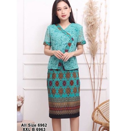 set rok pdk bahan scuba mix brokat