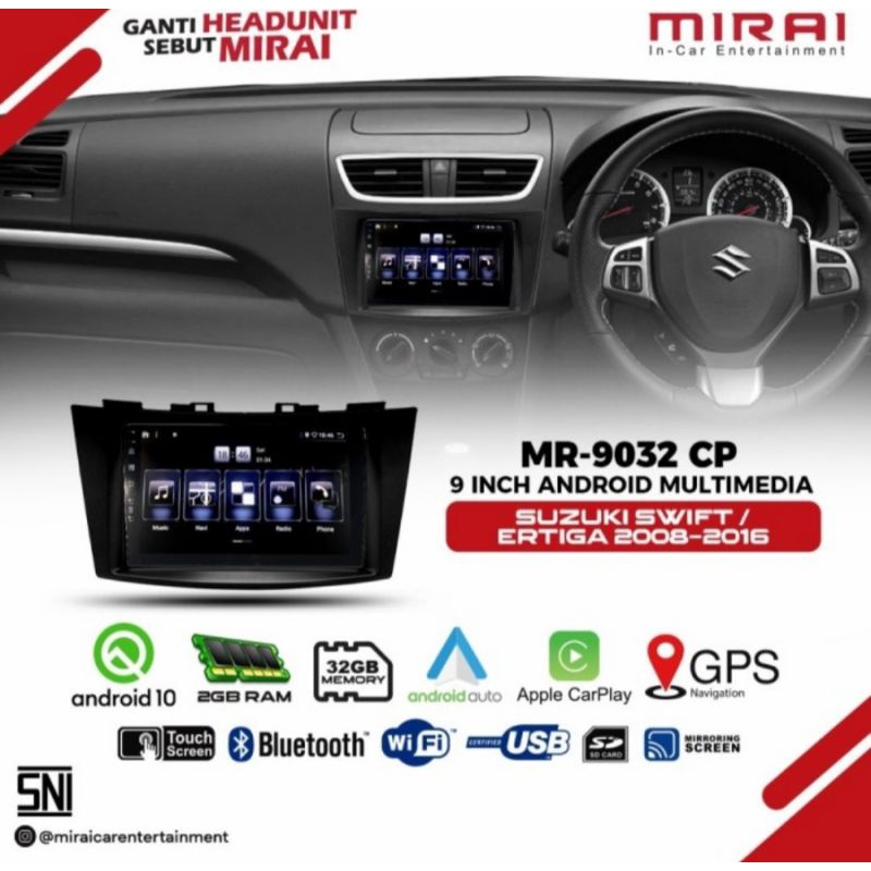 head unit android 9inch Mirai 9032 CP Suzuki Ertiga 2006-2016