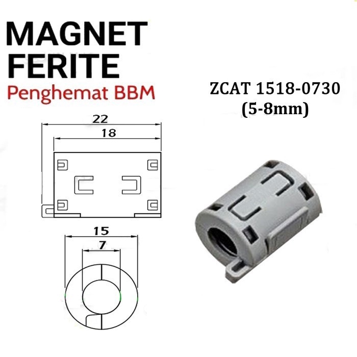 TDK ZCAT 1518-0730 Magnet Penghemat BBM Kabel Busi Motor Mobil 5-8mm BA-158