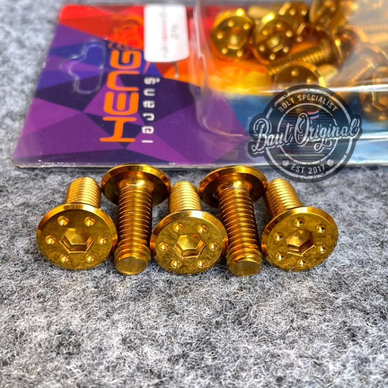 baut disc disk cakram piringan probolt flat bintik gold honda yamaha universal drat 12 HARGA 1 BAUT panjang 2 cm original heng thailand