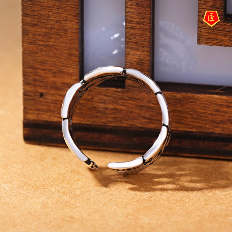 [Ready Stock]925 Silver Retro Fish Wide Ring Cute Personality