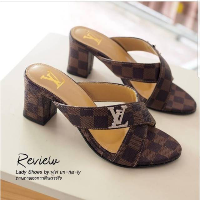 AK 24  Heels Tahu Motif Catur bahan Sintetis hak 5cm-4