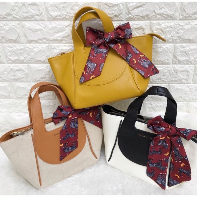 Tas wanita hand bag with twilly / charles and keith hand bag twilly / tas ck impor original