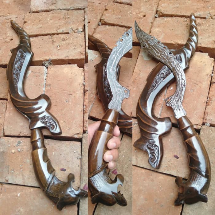 Unik Kujang Esak Model Pamor Kayu Ukir Limited