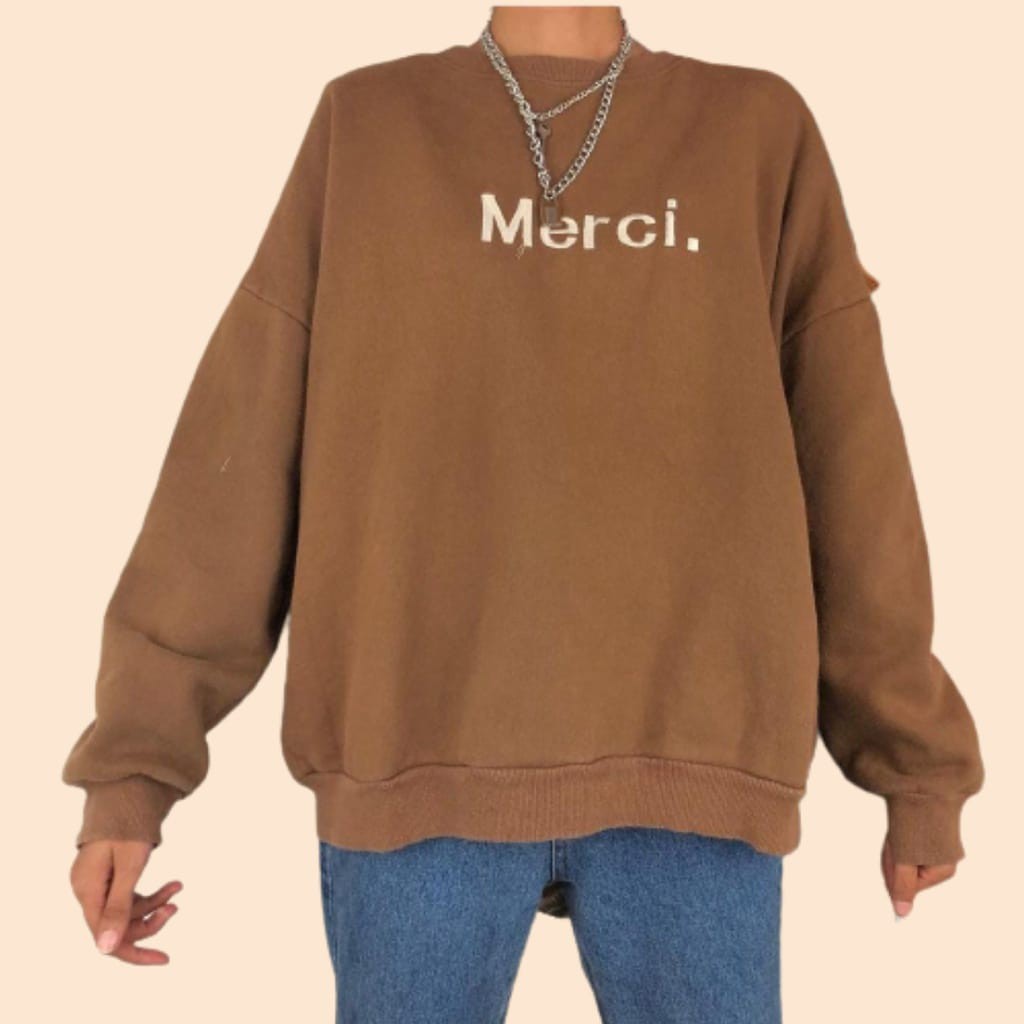 MERCI BORDIR SWEATER WANITA - ATASAN TEBAL PREMIUM