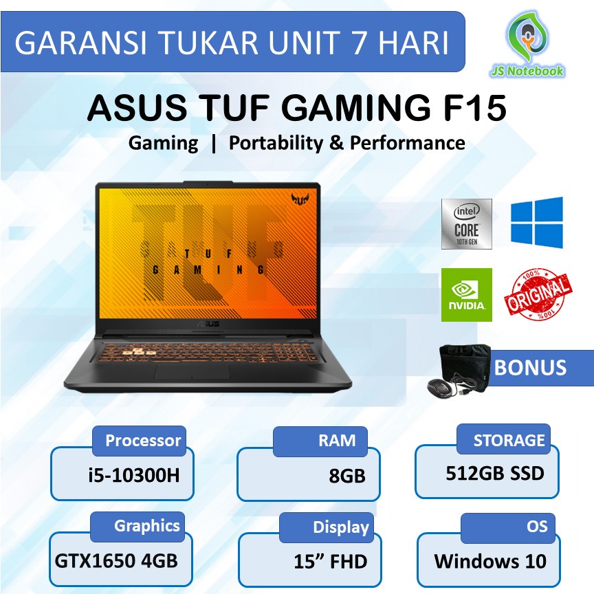 Asus TUF Gaming F15 i5 10300H 8GB 512GB SSD GTX1650 4GB 15"FHD 144Hz Windows 10