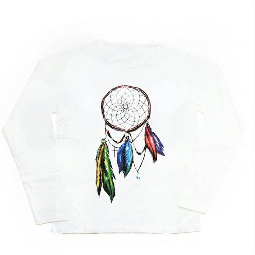 Boleh Dropship Kaos Lengan Panjang Wanita Dream Catcher - Putih