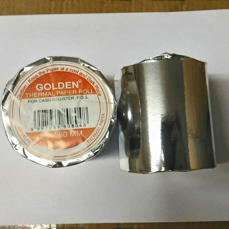 

klm kertas thermal roll Golden 80mmx80mm hasil cetak hitam 1dus isi 50roll