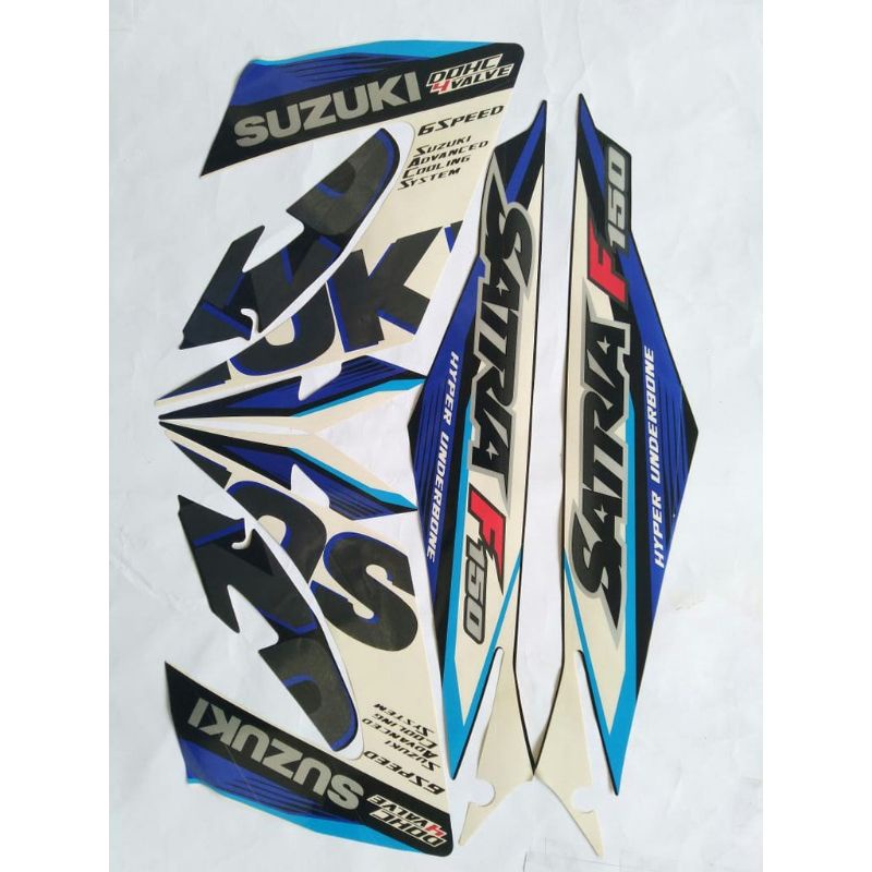 striping lis stiker standar ori Satria Fu facelift 2015 hitam biru stiker ori satria Fu 2015 stripin