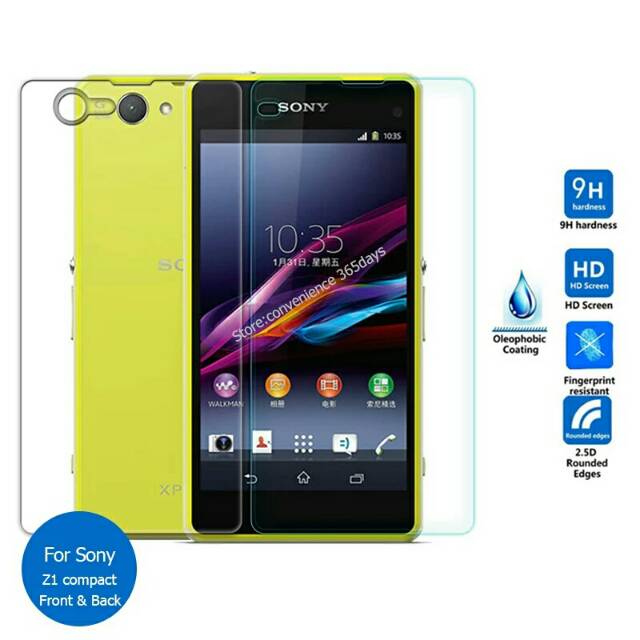 Tempered glass sony xperia z1 compat fullset depan mini belakang docomo & global