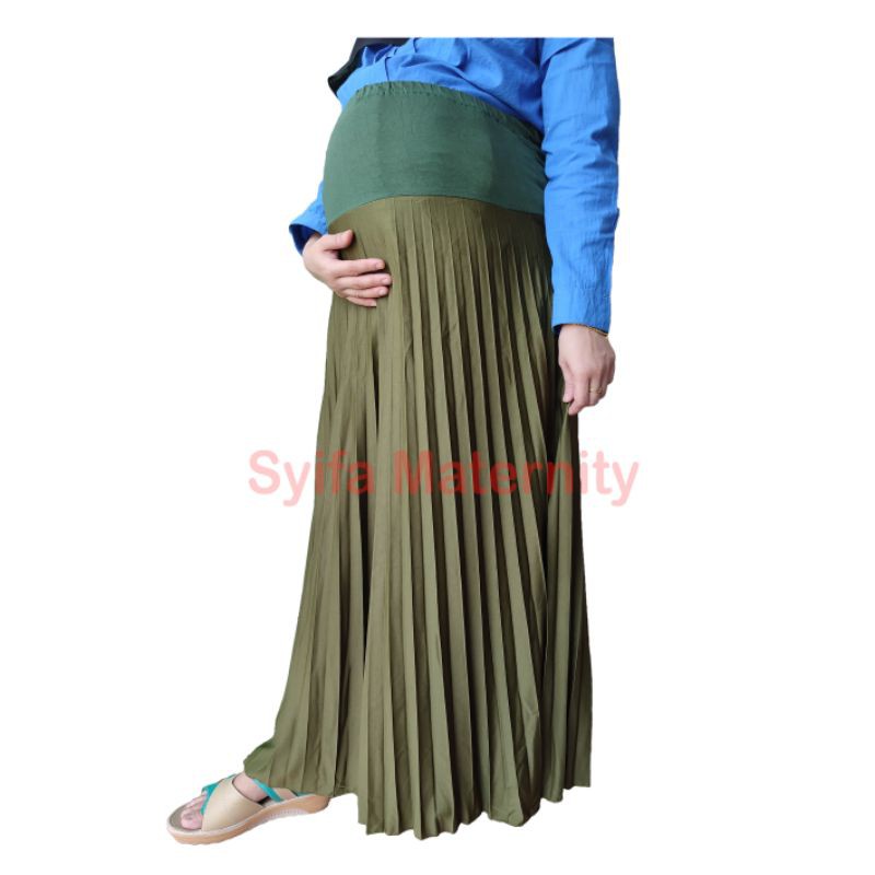 BA43 Rok Hamil Plisket - Syifa Maternity-Army