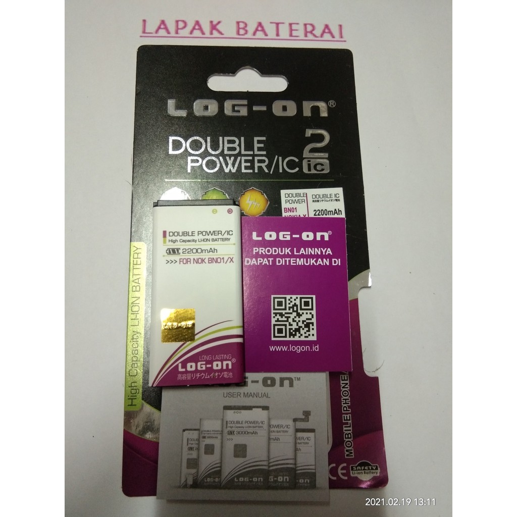 BATERAI NOKIA LUMIA X - BN01 - LOG ON DOUBLE POWER BATTERY BATRE