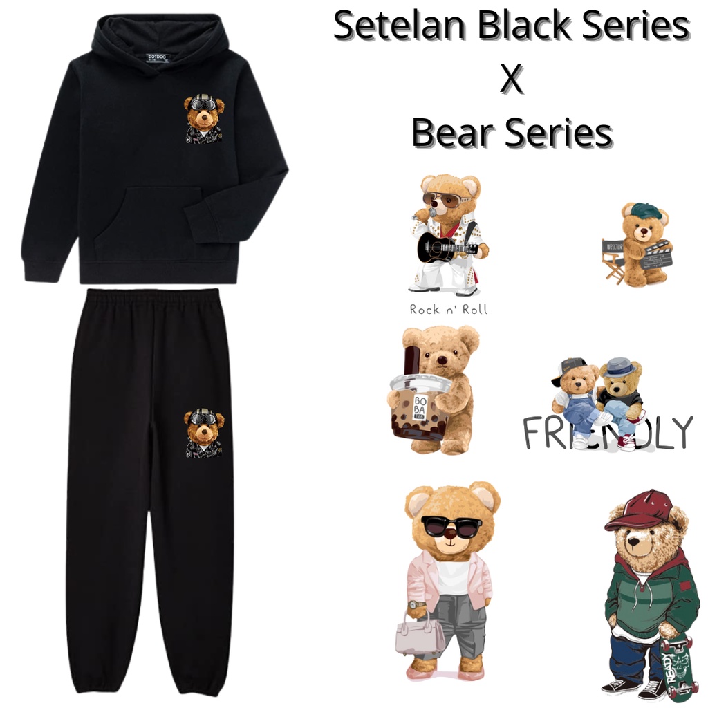 Choice Ali - Setelan Set 2 in 1 Wanita Remeja Hoodie Dan Celana Jogger Warna Hitam Edisi Sablon Dist