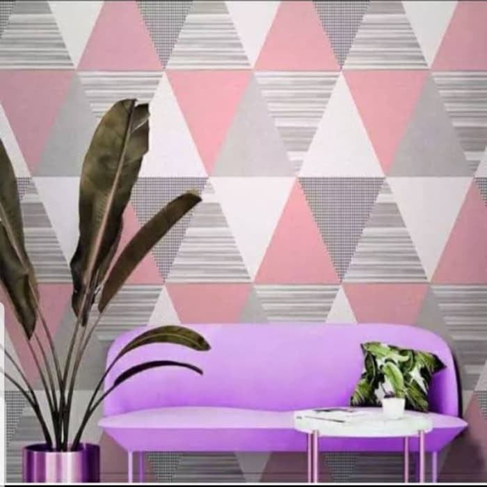 Wallpaper Sticker GEOMETRI ABU PINK Walpaper Dinding Kamar Ruang Tamu