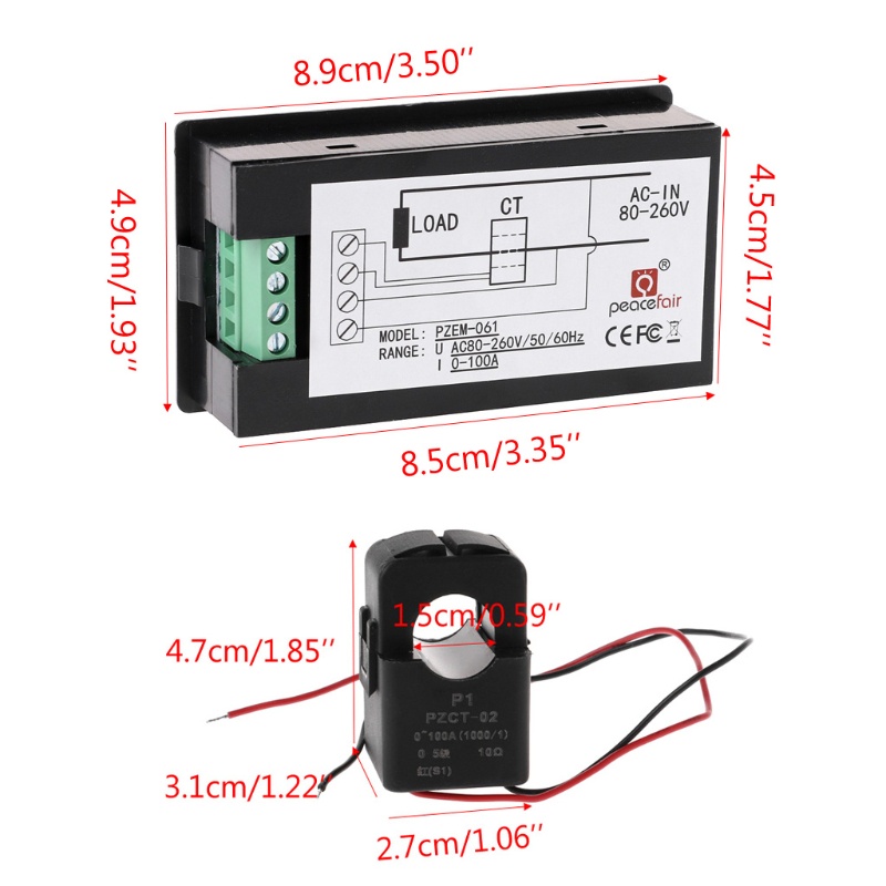 Gro Digital Current Voltage Power Energy Meter Multimeter Ammeter Voltmeter 110A