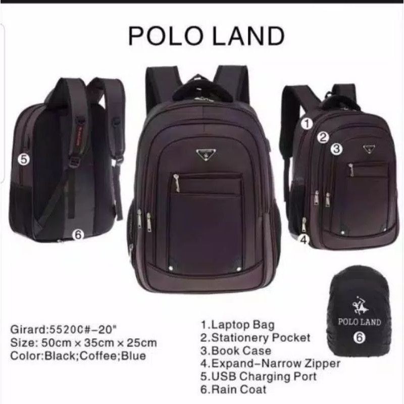 Tas Ransel Polo Land Tas Ransel Laptop Bahan Nylon