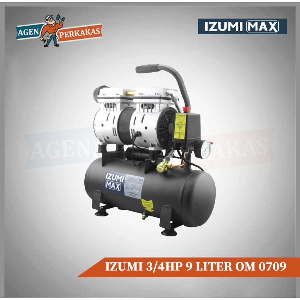 IZUMI MAX OM 0709 KOMPRESOR OILES IZUMI 3/4 HP 9LITER KOMPRESOR SILENT