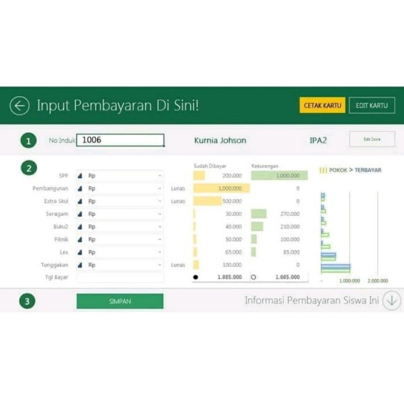 Software Excel Program Keuangan Pembayaran SPP