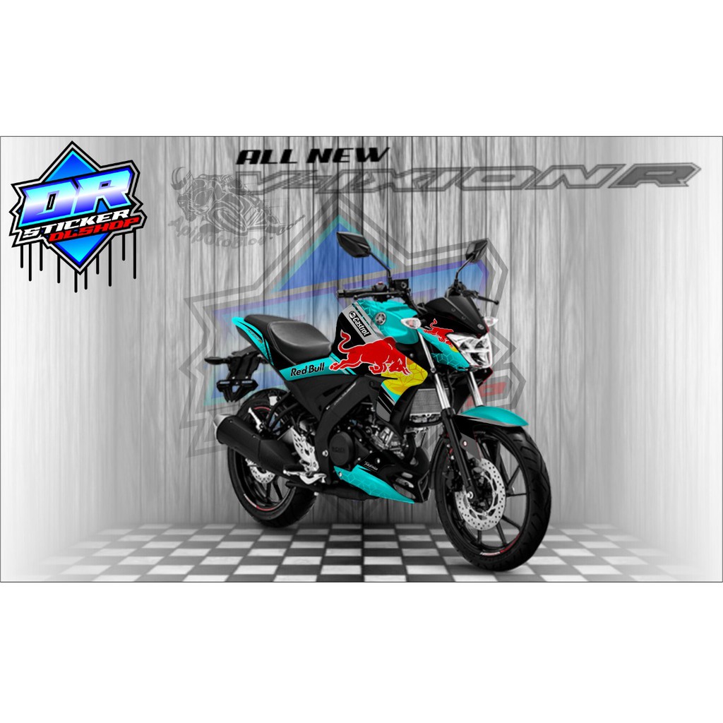 sticker striping yamaha vixion Biru Muda motif Redbull