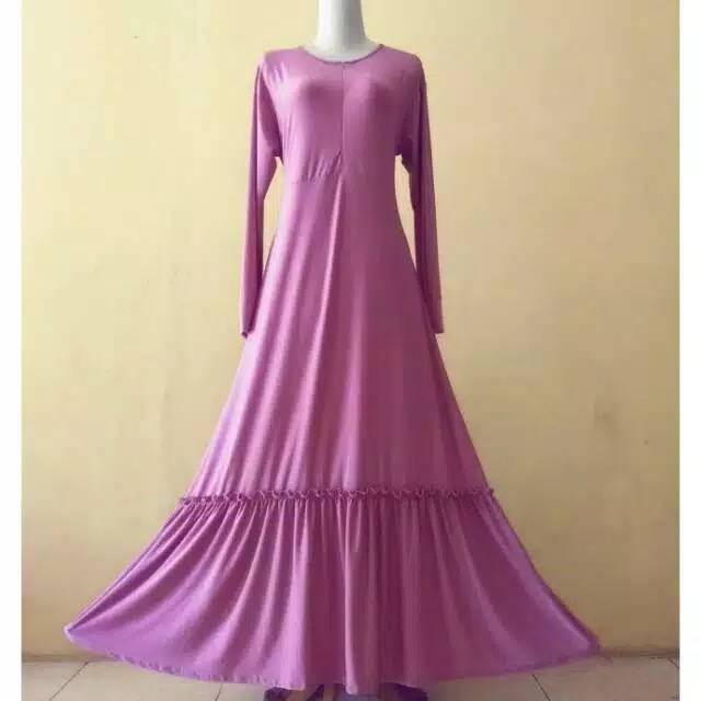 Gamis polos jersey zoya serut bawah/ rempel bawah