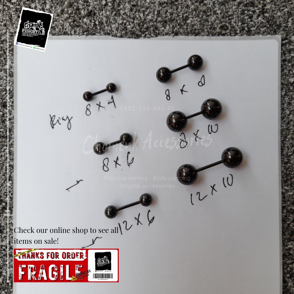 anting tindik barbel telnga-lidah Silver titanium pendek piercing earring anting tindik barbel telinga-lidah Silver titanium pendek-5