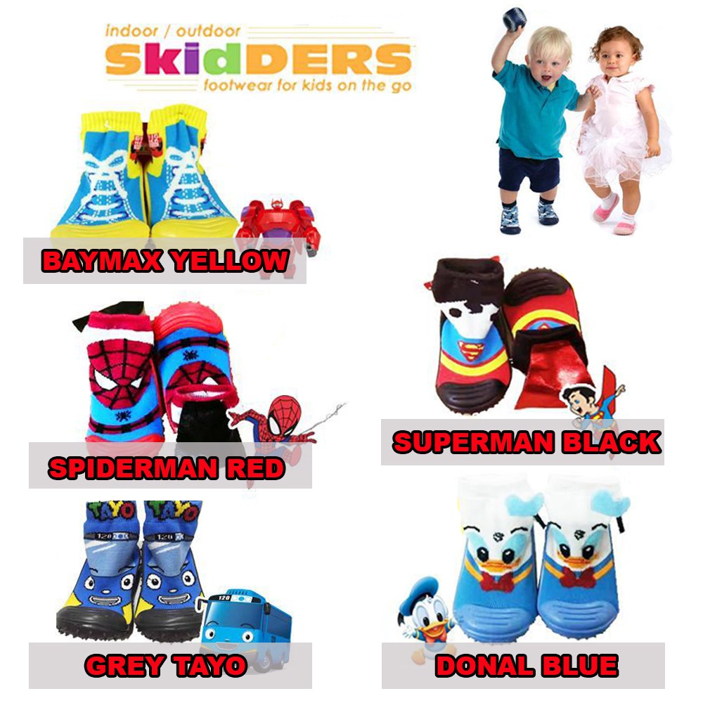 Sepatu Bayi Anti Slip Licin sz 19 - 22 BOY  Skidders Superman Spiderman tayo super hero skidder  skider