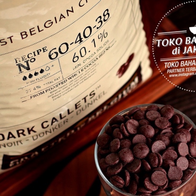 

Callebaut 6040 Dark Chocolate 60% Couverture 1kg Coklat Baking Cokelat